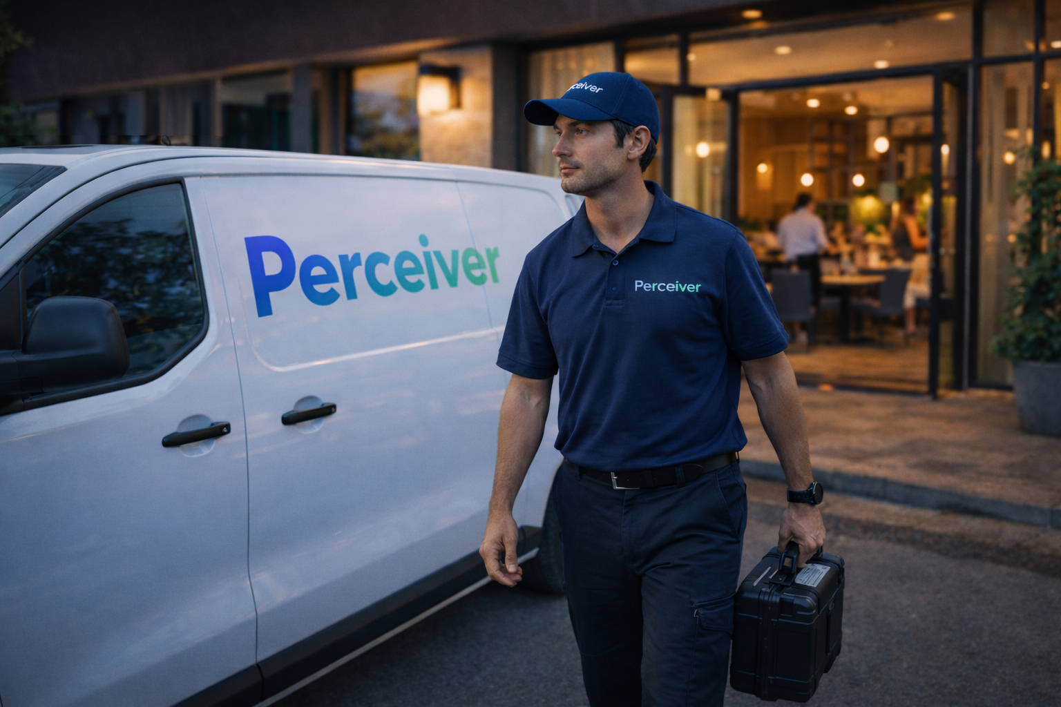 Perceiver bestrijder komt aan bij locatie